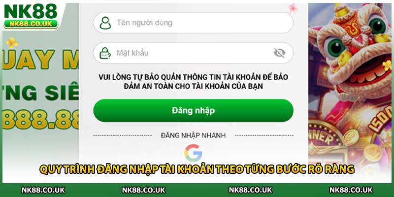 Quy trình đăng nhập tài khoản theo từng bước rõ ràng
